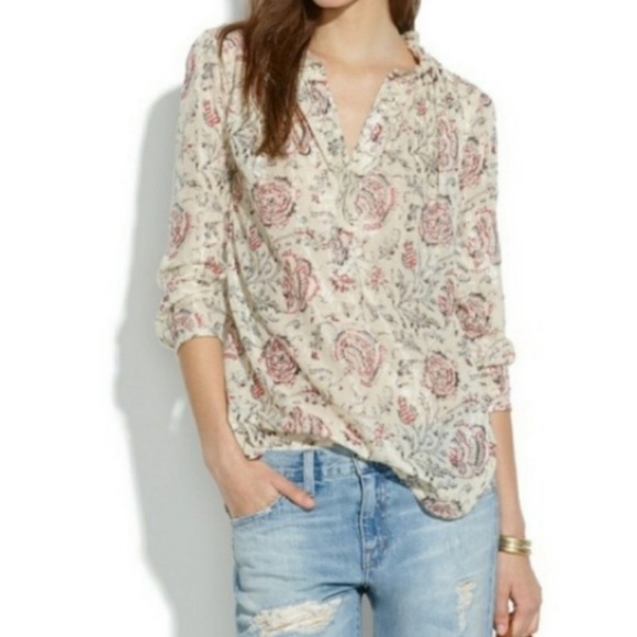 Madewell Shirred Popover in Turkish Garden Size XS - Picture 4 of 8